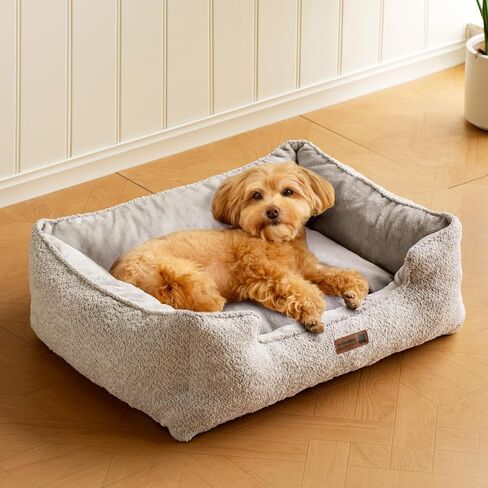 MEWOOFUN Small Dog Bed Washable Removable Cover, Cat Bed for Indoor Cats, Waterproof Pet Bed with Nonskid Bottom, Breathable Durable Puppy Bed Kitten Bed (25.6 x 19.7 x 7.9 inch, Grey) in Saudi Arabia