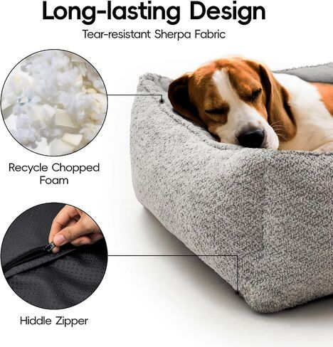MEWOOFUN Small Dog Bed Washable Removable Cover, Cat Bed for Indoor Cats, Waterproof Pet Bed with Nonskid Bottom, Breathable Durable Puppy Bed Kitten Bed (25.6 x 19.7 x 7.9 inch, Grey) in Saudi Arabia