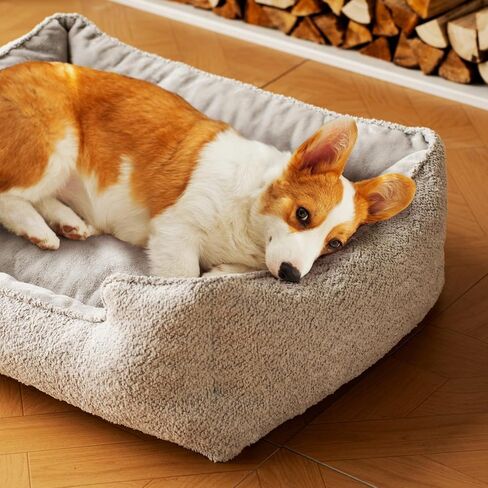 MEWOOFUN Small Dog Bed Washable Removable Cover, Cat Bed for Indoor Cats, Waterproof Pet Bed with Nonskid Bottom, Breathable Durable Puppy Bed Kitten Bed (25.6 x 19.7 x 7.9 inch, Grey) in Saudi Arabia