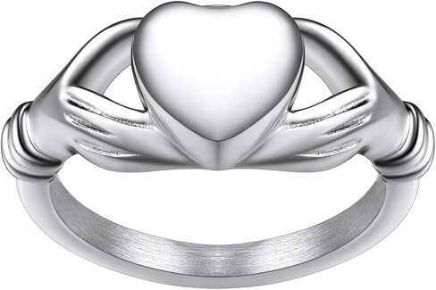 Stainless Steel Heart/Claddagh Cremation Urn Ring for Ashes for Women Waterproof Locket Rings Memorial Jewelry(with Gift Box) in Kuwait