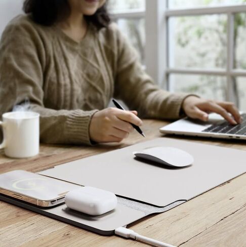 4-in-1 Laptop Sleeve/Case with Wireless Charging, PU Leather (15-16inch) in Saudi Arabia