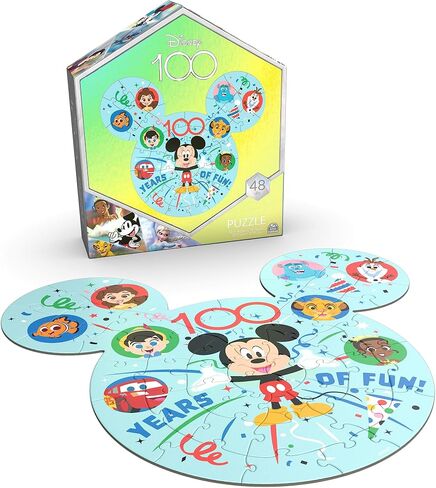 Spin Master Games, Disney Puzzle, 100th Anniversary, 48 Pieces, Celebrate 100 Years of Fun, Kids Puzzles, Easter Basket Stuffers, for Ages 4 & Up in Saudi Arabia