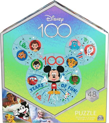 Spin Master Games, Disney Puzzle, 100th Anniversary, 48 Pieces, Celebrate 100 Years of Fun, Kids Puzzles, Easter Basket Stuffers, for Ages 4 & Up in Saudi Arabia