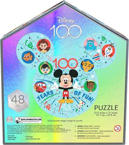 Spin Master Games, Disney Puzzle, 100th Anniversary, 48 Pieces, Celebrate 100 Years of Fun, Kids Puzzles, Easter Basket Stuffers, for Ages 4 & Up in Saudi Arabia