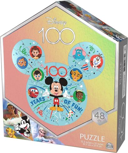 Spin Master Games, Disney Puzzle, 100th Anniversary, 48 Pieces, Celebrate 100 Years of Fun, Kids Puzzles, Easter Basket Stuffers, for Ages 4 & Up in Saudi Arabia