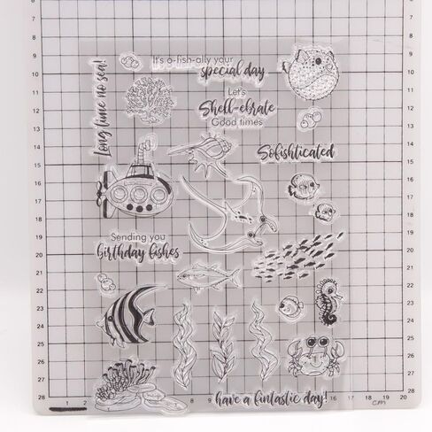 Seaweed Coral Pufferfish Fish Crab Pattern Clear Stamps Hippocampus Seahorses Transparent Seal Clear Stamps for Holiday Card Making Decoration and DIY Scrapbooking Album DIY Crafts in Saudi Arabia