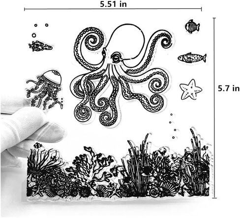 Seaweed Coral Pufferfish Fish Crab Pattern Clear Stamps Hippocampus Seahorses Transparent Seal Clear Stamps for Holiday Card Making Decoration and DIY Scrapbooking Album DIY Crafts in Saudi Arabia