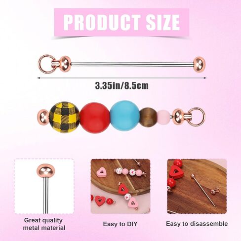 50pcs Blank Beadable Keychain Bars, Metal DIY Bead Keychain Bar Charms Eady Detachable Key Chain Making Accessories for Craft Project Pendant in Saudi Arabia