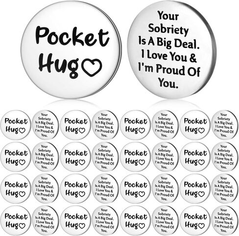Sobriety Gifts for Women Men Sobriety Chips Pocket Hug Gifts Bulk for Him Her Addiction Recovery Cancer for AA Sympathy Alcoholics Survivor Warrior Fighter(24 Pcs) in Saudi Arabia
