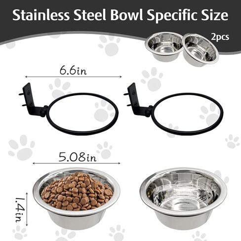 Hamiledyi 4 Pack Wall Mounted Elevated Dog Bowls - Adjustable Height Stainless Steel Raised Food & Water Bowls with Collapsible Stand for Medium & Large Dogs & Cats (M) in Kuwait