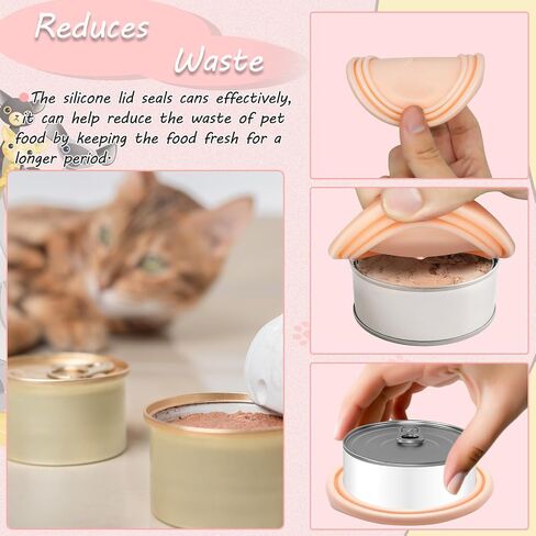 Cat Food Can Covers Lids,Cat Food Spoon,2 Pcs/Set Includ Cat Food Lid and Cat Spoon,Silicone Cat Food can Lid and Cat Spoons for Wet Food,Pet Can Cover and Spoon Set for 3 oz-14 oz Cans (Pink)… in Kuwait