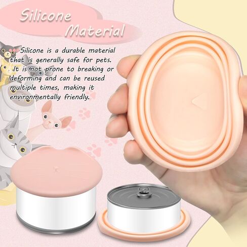 Cat Food Can Covers Lids,Cat Food Spoon,2 Pcs/Set Includ Cat Food Lid and Cat Spoon,Silicone Cat Food can Lid and Cat Spoons for Wet Food,Pet Can Cover and Spoon Set for 3 oz-14 oz Cans (Pink)… in Kuwait