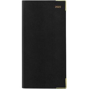 Letts of London Classic 2025 Monthly Planner, 13 Months, January 2025 to January 2026, Month-to-View, Horizontal, Gold Corners, Slim Size, 6.625" x 3.25", English, Black (C12SBK-25)