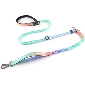 QQPETS Hands Free Dog Leash, Adjustable Waist Leash for Dog Walking, Versatile Crossbody Bungee Dog Running Leash with Car Seat Belt Buckle for Medium and Large Dogs