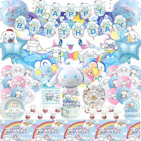 167 Pcs Cartoon Dog Theme Party Supplies For Boys,Girls,Birthday Party Decorations,Includes banners,spirals, backdrops,tablecloths,plates,knives,forks and spoons,stickers,foil balloons,cake toppers
