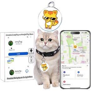 Cat Tracker-Pet Tracker-Cat Tracker Collar-GPS Tracker for Cats | No Charging Required | No Monthly Fee | Waterproof | Works with Any Collar (Android and iOS Universal)
