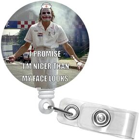 Funny Joker Nurse Badge Reel, I Promise I'm Nicer Than My Face Looks Badge Holder, Badge Reel Funny, Nurse Respiratory CNA Lab Tech ID Badge, Heavy Duty Reel #181