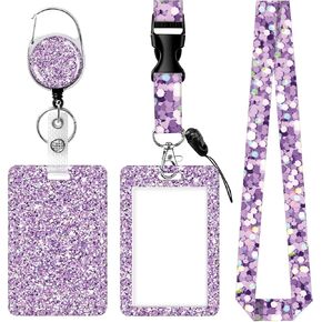 ID Badge Holder with Lanyard and Retractable Clip, Breakaway Lanyard for Name Badge Holder for Teacher Nurse Doctor Student Office Gifts(Purple) in Saudi Arabia