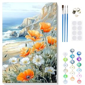 Mogtaa Paint by Number Kit للمبتدئين للمبتدئين ، والطلاء البالغين من قبل مجموعات الأرقام على القماش ، و DIY Easy Easy Paint-Paint-By Number ، ومجموعات الطلاء الزيتية المناظر الطبيعية للديكور المنزلي ، 8x12in