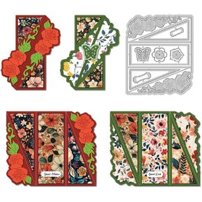 Retro Vine Flowers Border Cutting Dies Card Frame Stitch Die Cut Carbon Steel Die Cuts Stencils Scrapbooking Embossing Template for DIY Birthday Wedding Greeting Card Making Decor