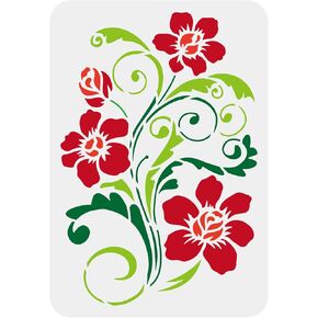 FINGERINSPIRE Orchid Stencil 11.7x8.3 inch Plastic Flowers Drawing Painting Stencils Orchid Blossoms Leaf Pattern Reusable Stencils for Painting on Wood, Floor, Wall and Tile