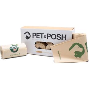 Pet & Posh Dog Poop Bags Rolls - Extra Thick, Leak-Proof, Unscented Dog Bags for Poop - Doggie Poop Bags with Easy-Tear Sticker Made with 65% Recycled Plastic - 120 Bags (8 Rolls)