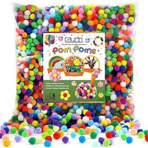 Caydo 2000 Pieces 1 cm Pompoms, Fuzzy Pom Poms Ball for DIY Art Craft Supplies（Assorted Color）