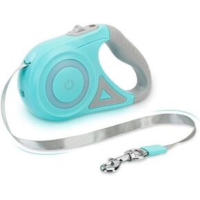 Best Dog Supplies Luminous Retractable Dog Leash with Front Safety Led Light - 360°Tangle-Free Training Leash for Ultimum Freedom with Anti Slip Handle Dogs & Cats - Purple