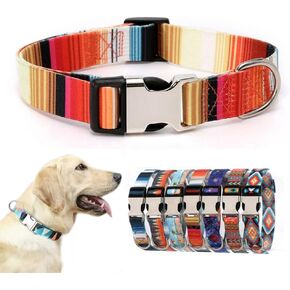 Boy Dog Collars for Small Medium Large XL Dogs, Western Aztec Tribal Quick Release Buckle Metal Clasp Cool Basic Male Pet Collar, Boho M