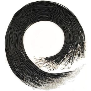 Amaney 20 Pieces 22 Inches Black Waxed Necklace Cord with Clasp Bulk for Bracelet Necklace and Jewelry Making