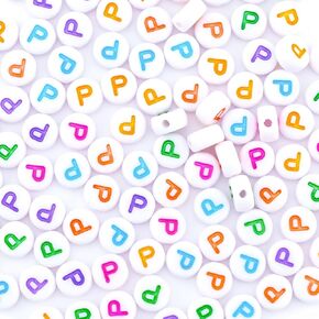 300Pcs Vowel Letter Beads E 4X7mm Single Round Alphabet Beads for Friendship Bracelets Making