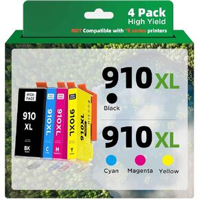 910XL Ink Cartridges Combo Pack for HP 910 910XL Work for HP OfficeJet 8010 8015 8018 8022 OfficeJet Pro 8020 8025 8028 8035 Printer (4 Pack, B/C/Y/M)