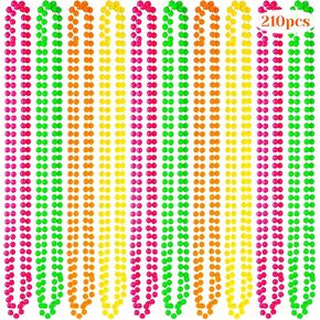 Janmercy 210 PCS Neon Beads Netlace Bulk Brange Green Pink Bead Necklace 80's Party Necklace for Summer Carnival Birthday Party Club Club Club Decorts in Kuwait