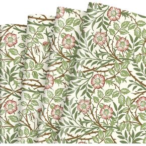 Whaline 8 Sheets William Morris Wrapping Paper - Not Roll - Vintage Floral Gift Wrap Paper Folded Flat Botanical Flower DIY Art Craft Paper for Wedding Birthday Holiday Party Supplies