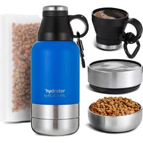 32oz Portable Dog Water Bottle w/Dog Bowls, Dog Travel Water Bottle + Travel Dog Bowls, Dog Water Bowl Dispenser, Dog Travel Bowl, Travel Accessories for Dogs (Star White, 32 OZ)