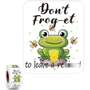 500pcs Square Leave a Review Stickers Roll,Cute Thank You Stickers Small Business, Handmade Packaging Stickers, Mail Envelopes Stickers, Frog Stickers