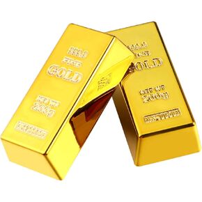 3pcs Replica Gold Bar Fake Golden Brick Bullion Plastic Golden Bar Decorative Prop Movie Stage Pirate Party Novelty Gifts