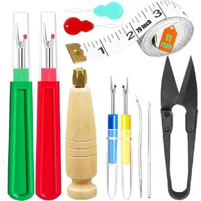 Auraadorn Seam Rippers for Sewing Kit 11 PCS ، 4 PCS Schitch Remover Tools ، 1 PCS Tailor Seiling AWL ، Thread Ripper ، أداة إزالة التطريز ، قياس شريط وخطوط الخيط (11pcs-multicolor)