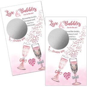 Haizct 50 Pack Love Bubbles are in The Air Scratch Off Game, Bouquet Scratch Cards for Country Wedding, Bridal Shower, Bridal Lottery Tickets, Wedding Shower Ideas, Bachelor Party Games, Baby Shower