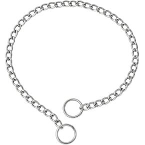 WePet Dog Chain Collar, Metal Slip Collar, Heavy Duty Choke Collar, for Training, Control, Durable Steel Cuban Links, Avail, Silver, L