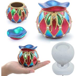 Ynxee Egg Shape Box with Heart Lid Epoxy Mold, for Small Trinket Jar Making, DIY Resin Casting Silicone Mold with 100pcs Matching Decorative Diamond in Kuwait