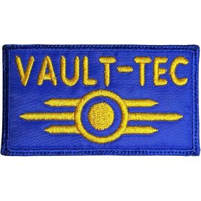 Fallout Vault TEC Patch Blue/Yellow - Funny Tactical Military Morale Embroidered Patch Hook Fastener Backing, Yellow, Blue