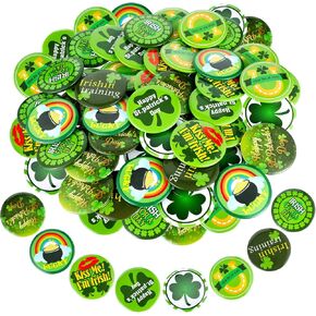 48 Pieces St Patricks Day Shamrock Buttons Pins 1.5 Inch Mini Irish Badges for Parade or Celebration Saint Patricks Decorations St Patricks Day Party Favors Supplies Kids Gifts, 8 Patterns