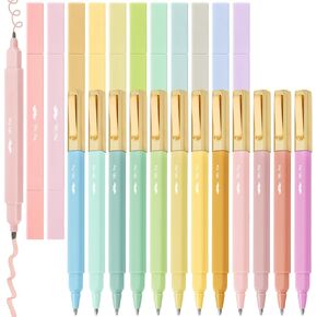 Mr. Pen- Dual Tip Aesthetic Highlighters and Pens No Bleed, 24Pack, Assorted Colors Bible Highlighters, Black Ink No Bleed Through Ballpoint Pens Ballpoint