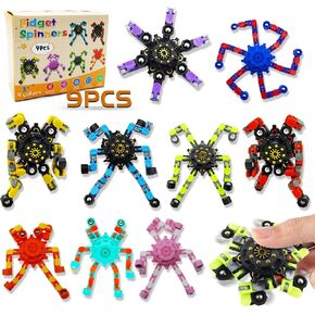 9 Pcs Transformable Fidget Spinners for Kids and Adults Fidget Toy Stress Relief Sensory Toys for Boys and Girls Fingertip Gyros for ADHD Autism for Kids Gifts