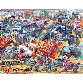 Larsen Puzzles Monster Truck Race 35 Piece Children's Jigsaw Puzzle