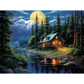 Eiflow DIY Diamond Art Painting Kits for Adults Cabin Wood, 5D Forest Diamonds Painting Full Round Drill(12x16in/30x40cm)
