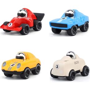 4-Pack Alloy Press and Go Toy Cars, Die-cast Collectible Model Race Cars, Birthday Christmas Holiday Party Gift for Kids 3+, Adults, and Collectors, Multi-Color (Cars #1 to #4)