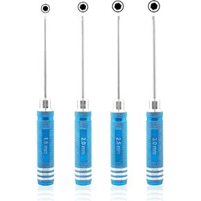 4 Pieces Hex Screw Driver Set 1.5mm 2.0mm 2.5mm 3.0mm Allen Wrench Keys Screwdriver Kit RC Repair Tools for Traxxas RC Car Drone Multi-Axis Helicopter Arrma Axial Losi Redcat Racing (Blue)