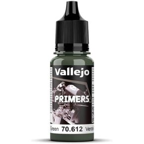 Vallejo - Surface Primer Color | NATO Green Acrylic Primer 200 ml (6.76 fl.oz.) | Matte Finish and Fast Drying | Perfect for Airbrushing and Great Adhesion to Figurines and Scale Models